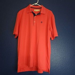 Donald Ross Golf Shirt Medium Lakeside CC Logo Bright Pink with Navy Blue Collar